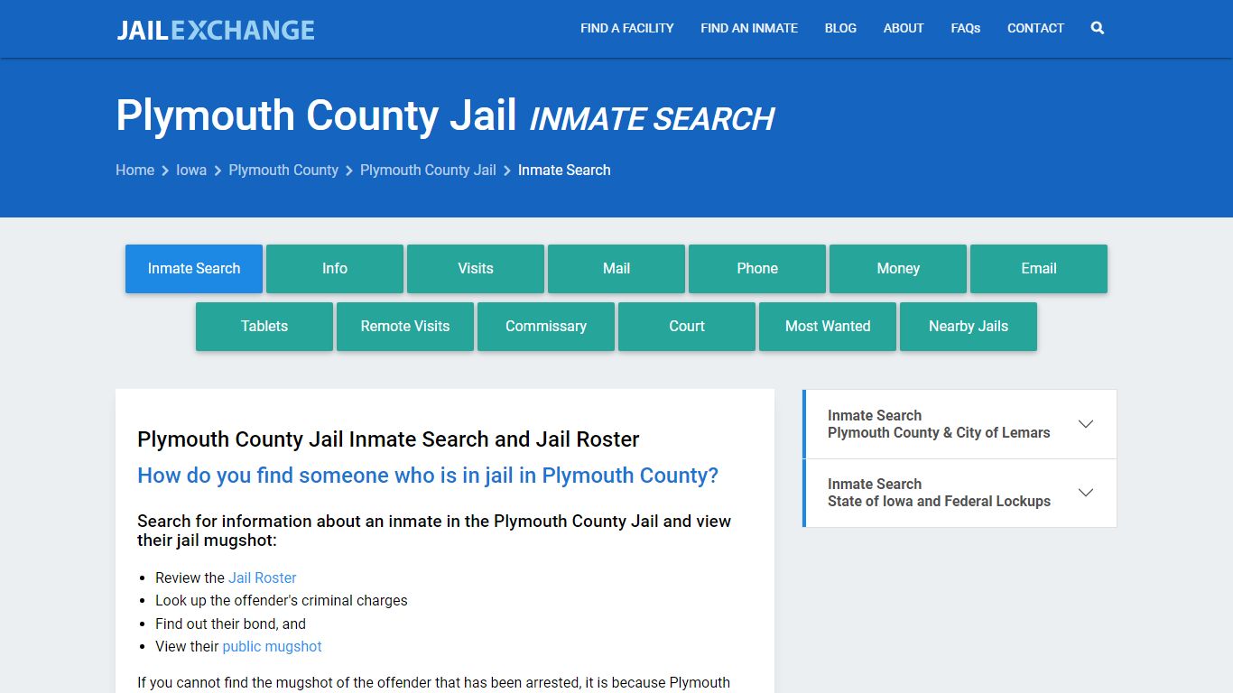 Inmate Search: Roster & Mugshots - Plymouth County Jail, IA - Jail Exchange